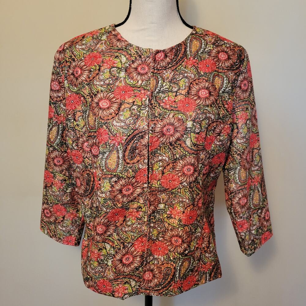 Vintage Nicole Alexander Size L Embroidered Floral Lined Jacket Blazer